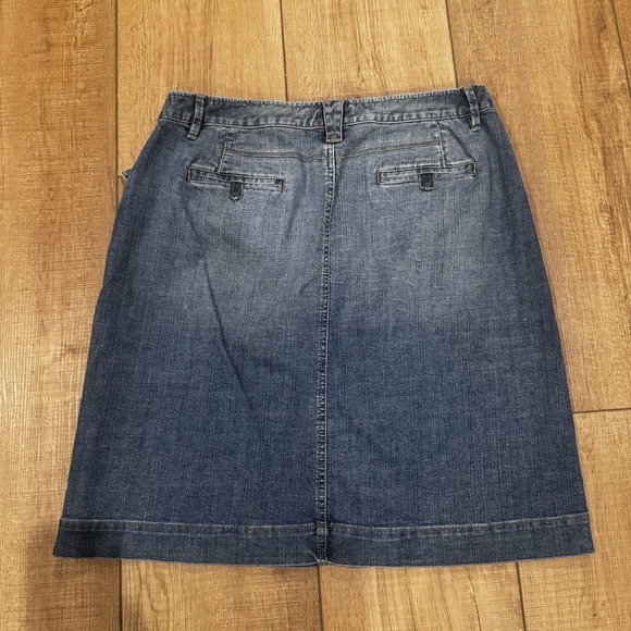 Talbots Medium Wash Denim Jean Skirt Women Size 14 Classic Stretch Preppy - Picture 2 of 5